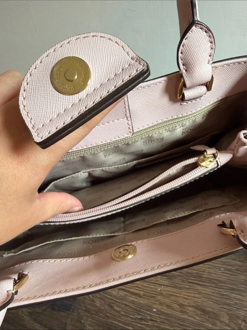 Michael Kors Blush Pink Saffiano Leather Satchel with Wristlet Wallet